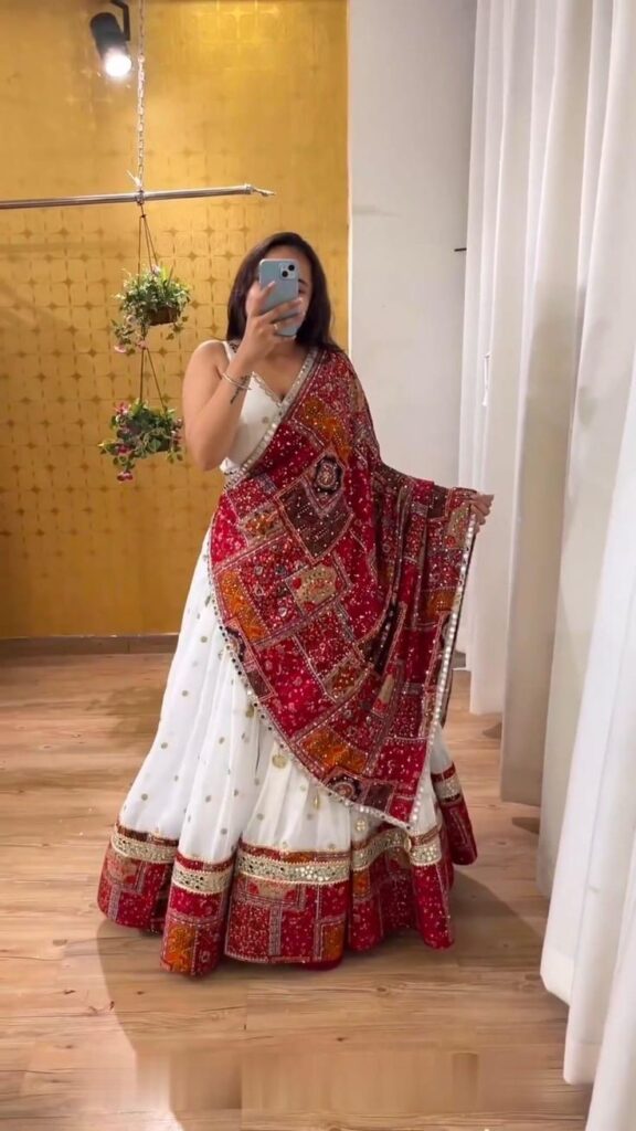 Ethnic wear for women with a lehnga, choli and dupta